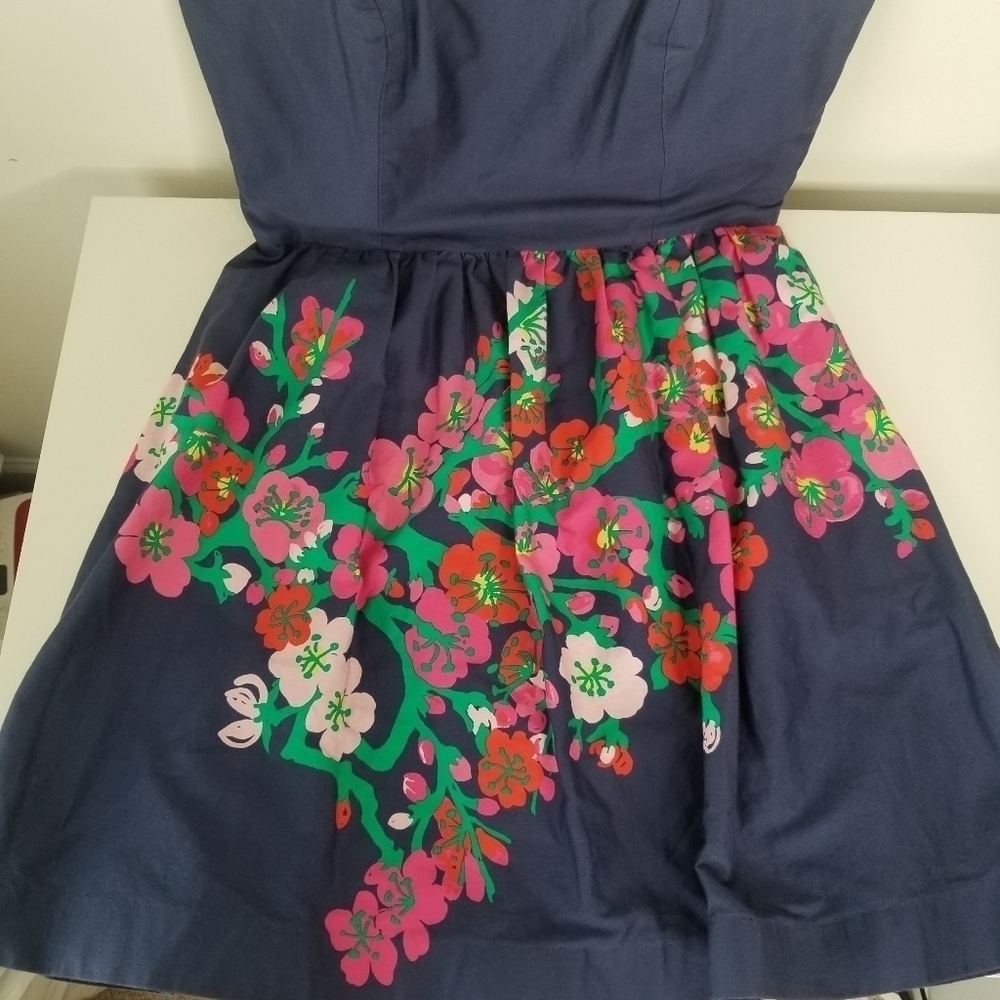 Lilly Pulitzer Lottie Blue Cherry Floral Strapless Mini Dress Size 6 - Picture 9 of 16